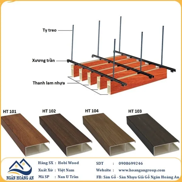 Trần Nan Nhựa Giả Gỗ Hobi Wood 40x100 HT104